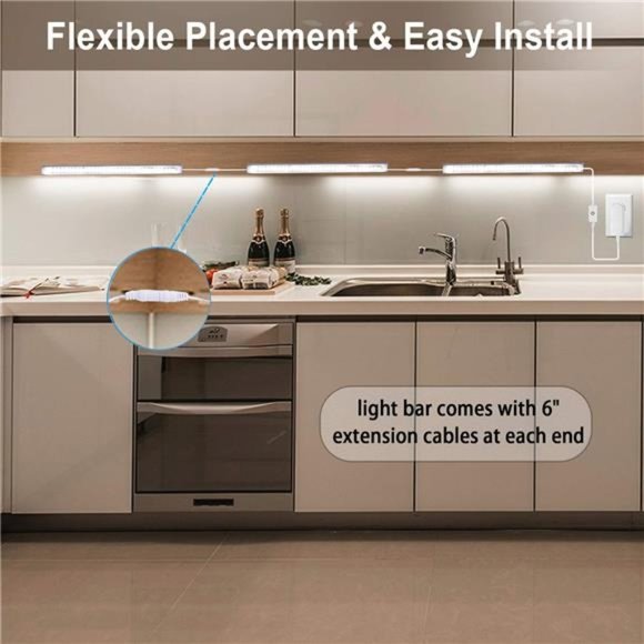 LED Under Cabinet Lighting Kit, 3pcs 12" Ultra Slim Under Counter Light Bars - Picture 4 of 6